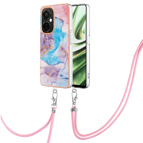 OnePlus Nord CE 3 5G/Nord CE 3 Lite Electroplating IMD TPU Phone Case with Lanyard - Blue Marble