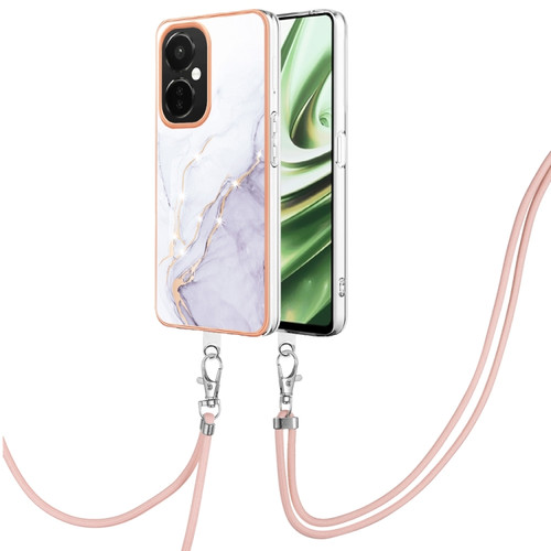 OnePlus Nord CE 3 5G/Nord CE 3 Lite Electroplating Marble Dual-side IMD Phone Case with Lanyard - White 006