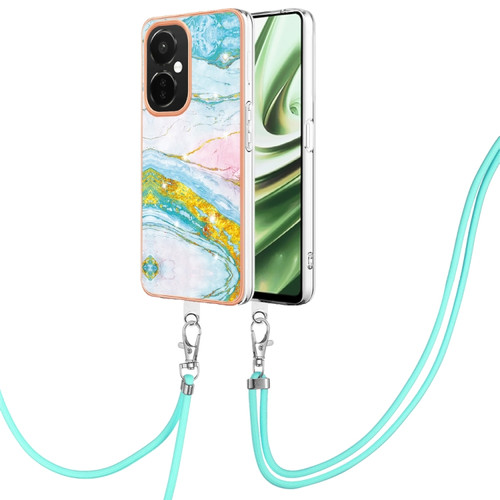 OnePlus Nord CE 3 5G/Nord CE 3 Lite Electroplating Marble Dual-side IMD Phone Case with Lanyard - Green 004