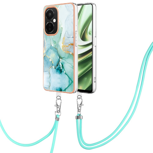 OnePlus Nord CE 3 5G/Nord CE 3 Lite Electroplating Marble Dual-side IMD Phone Case with Lanyard - Green 003