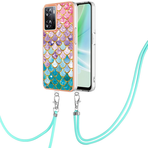 OnePlus Nord N300 Electroplating IMD TPU Phone Case with Lanyard - Colorful Scales