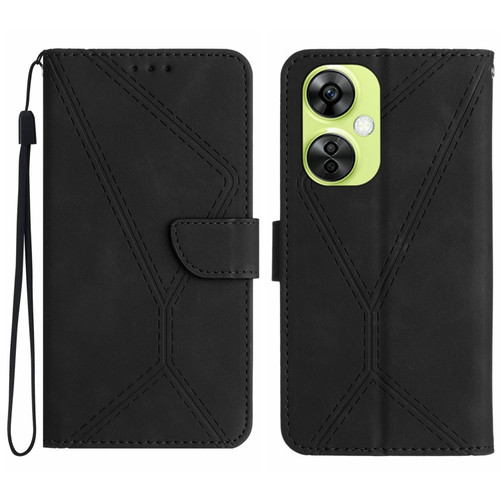 OnePlus Nord CE 3 Lite Stitching Embossed Leather Phone Case - Black