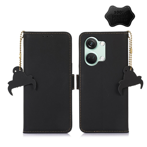 OnePlus Nord 3 / Ace 2V Genuine Leather Magnetic RFID Leather Phone Case - Black