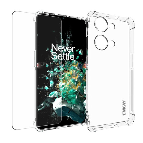 OnePLus Ace 2V 5G ENKAY Transparent TPU Shockproof Phone Case with Glass Film