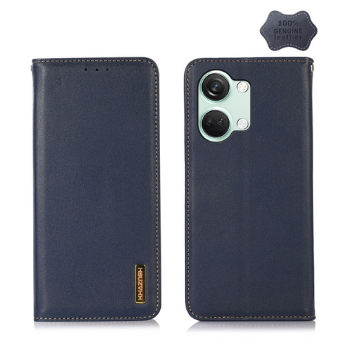 OnePlus Nord 3 / Ace 2V KHAZNEH Nappa Top Layer Cowhide Leather Phone Case - Blue