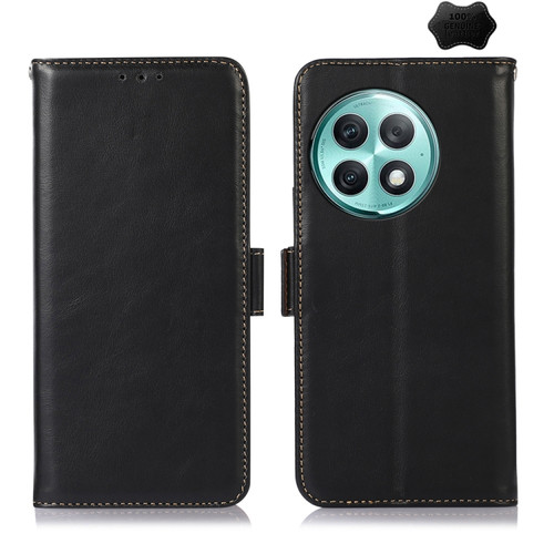 OnePlus Ace 2 Pro Magnetic Crazy Horse Texture Genuine Leather RFID Phone Case - Black