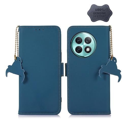 OnePlus Ace 2 Pro Genuine Leather Magnetic RFID Leather Phone Case - Blue