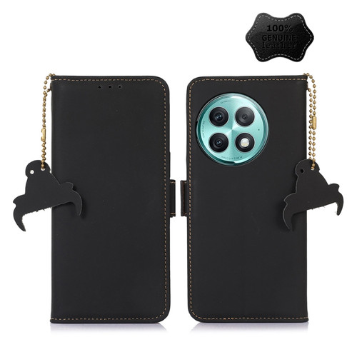 OnePlus Ace 2 Pro Genuine Leather Magnetic RFID Leather Phone Case - Black