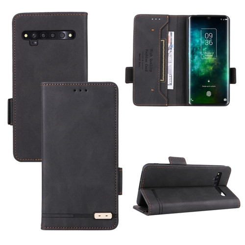 TCL 10 Pro Magnetic Clasp Flip Leather Phone Case - Black