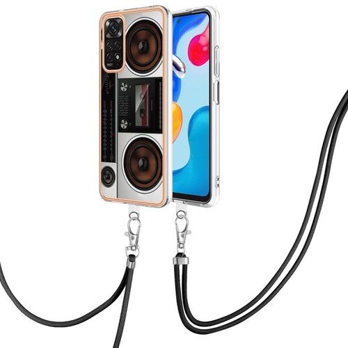 Xiaomi Redmi Note 11s / Note 11 4G Electroplating Dual-side IMD Phone Case with Lanyard - Retro Radio