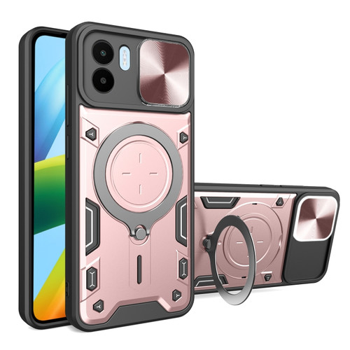 Xiaomi Redmi A1 4G CD Texture Sliding Camshield Magnetic Holder Phone Case - Pink