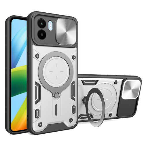 Xiaomi Redmi A1 4G CD Texture Sliding Camshield Magnetic Holder Phone Case - Silver
