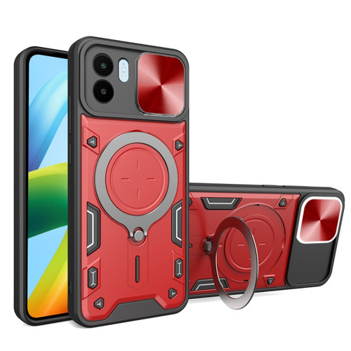 Xiaomi Redmi A1 4G CD Texture Sliding Camshield Magnetic Holder Phone Case - Red