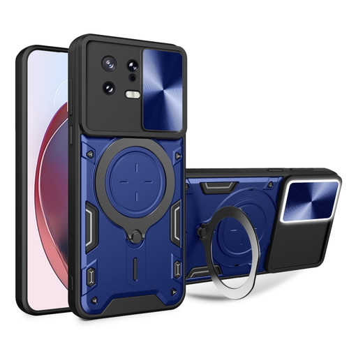 Xiaomi 13 CD Texture Sliding Camshield Magnetic Holder Phone Case - Blue