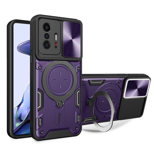 Xiaomi 11T CD Texture Sliding Camshield Magnetic Holder Phone Case - Purple