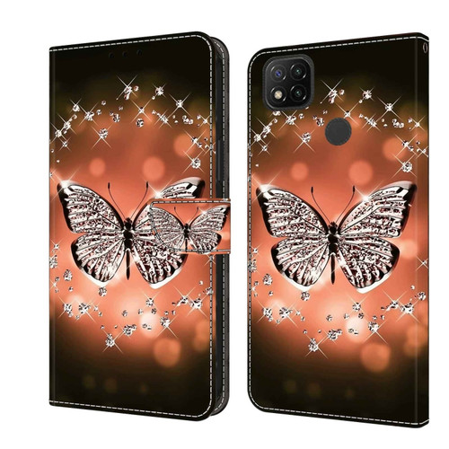 Xiaomi Redmi 9C Crystal 3D Shockproof Protective Leather Phone Case - Crystal Butterfly