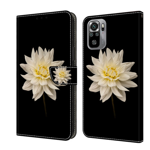 Xiaomi Redmi Note 10 4G Crystal 3D Shockproof Protective Leather Phone Case - White Flower