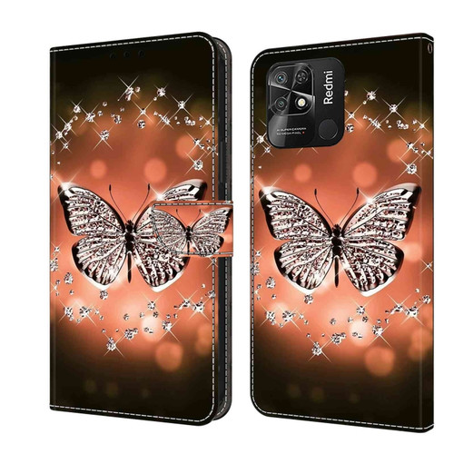 Xiaomi Redmi 10C Crystal 3D Shockproof Protective Leather Phone Case - Crystal Butterfly