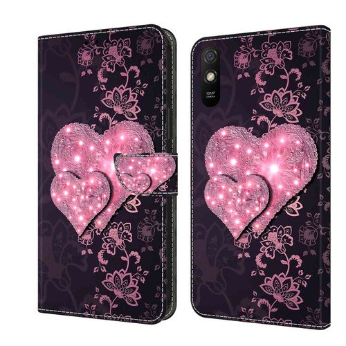 Xiaomi Redmi 9A Crystal 3D Shockproof Protective Leather Phone Case - Lace Love