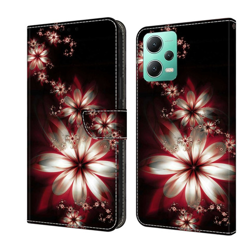 Xiaomi Redmi Note 12 5G Global / Poco X5 Crystal 3D Shockproof Protective Leather Phone Case - Fantastic Flower