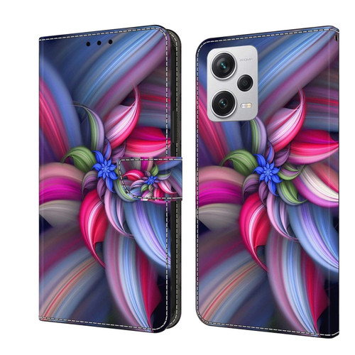 Xiaomi Redmi Note 12 Pro+ Crystal 3D Shockproof Protective Leather Phone Case - Colorful Flower