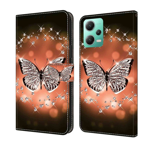 Xiaomi Redmi Note 12 5G Global / Poco X5 Crystal 3D Shockproof Protective Leather Phone Case - Crystal Butterfly