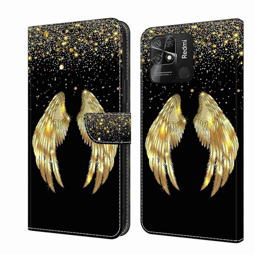 Xiaomi Redmi 10C Crystal 3D Shockproof Protective Leather Phone Case - Golden Wings