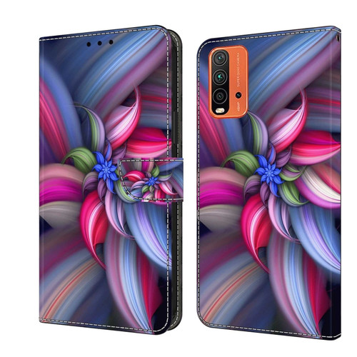 Xiaomi Redmi 9T Crystal 3D Shockproof Protective Leather Phone Case - Colorful Flower