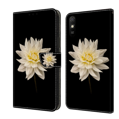 Xiaomi Redmi 9A Crystal 3D Shockproof Protective Leather Phone Case - White Flower