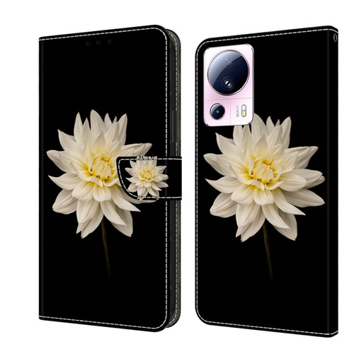 Xiaomi 13 Lite Crystal 3D Shockproof Protective Leather Phone Case - White Flower