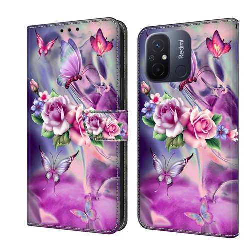Xiaomi Redmi 11A 4G / Redmi 12C Global Crystal 3D Shockproof Protective Leather Phone Case - Butterfly