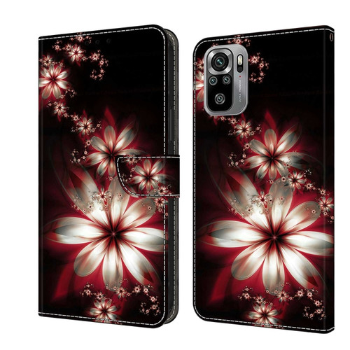 Xiaomi Redmi Note 10 4G Crystal 3D Shockproof Protective Leather Phone Case - Fantastic Flower