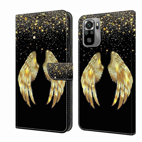 Xiaomi Redmi Note 10 4G Crystal 3D Shockproof Protective Leather Phone Case - Golden Wings
