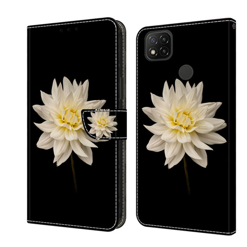 Xiaomi Redmi 9C Crystal 3D Shockproof Protective Leather Phone Case - White Flower