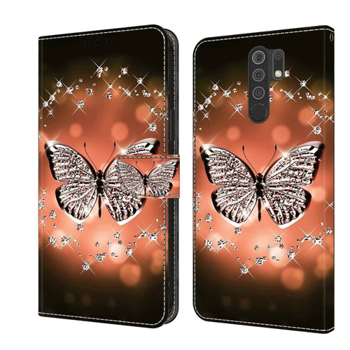 Xiaomi Redmi 9 Crystal 3D Shockproof Protective Leather Phone Case - Crystal Butterfly