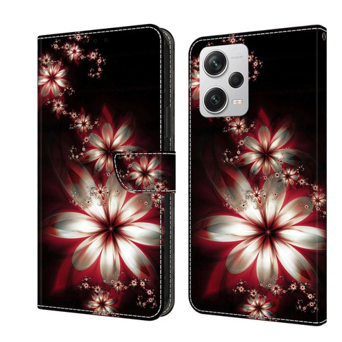 Xiaomi Redmi Note 12 Pro+ Crystal 3D Shockproof Protective Leather Phone Case - Fantastic Flower