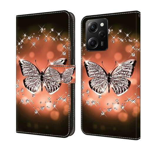 Xiaomi Redmi Note 12 Pro Global Crystal 3D Shockproof Protective Leather Phone Case - Crystal Butterfly