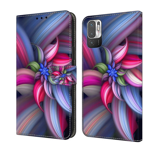 Xiaomi Redmi Note 10 5G Crystal 3D Shockproof Protective Leather Phone Case - Colorful Flower