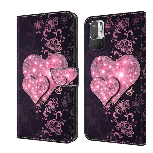 Xiaomi Redmi Note 10 5G Crystal 3D Shockproof Protective Leather Phone Case - Lace Love