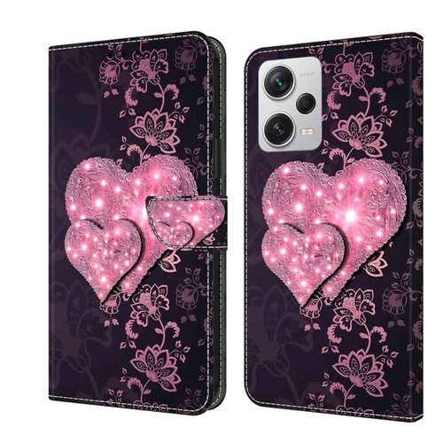 Xiaomi Redmi Note 12 Pro+ Crystal 3D Shockproof Protective Leather Phone Case - Lace Love