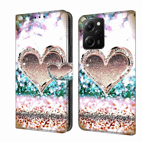 Xiaomi Redmi Note 12 Pro Global Crystal 3D Shockproof Protective Leather Phone Case - Pink Diamond Heart