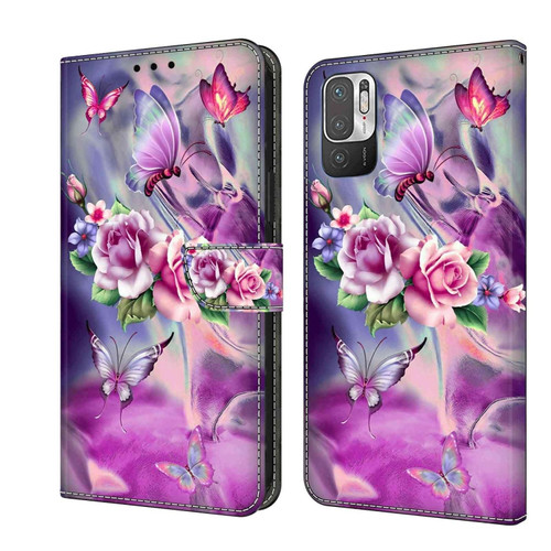 Xiaomi Redmi Note 10 5G Crystal 3D Shockproof Protective Leather Phone Case - Butterfly