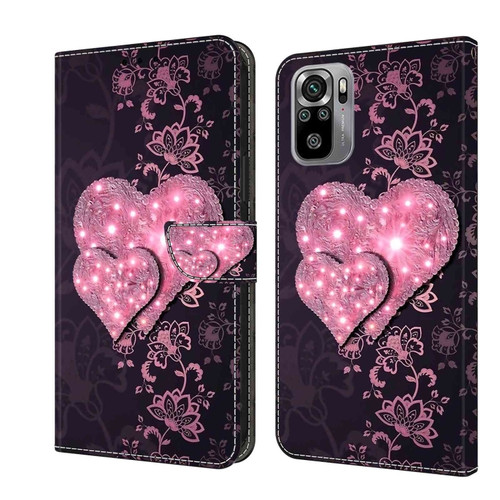 Xiaomi Redmi Note 10 4G Crystal 3D Shockproof Protective Leather Phone Case - Lace Love