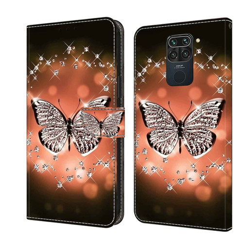 Xiaomi Redmi Note 9 Crystal 3D Shockproof Protective Leather Phone Case - Crystal Butterfly