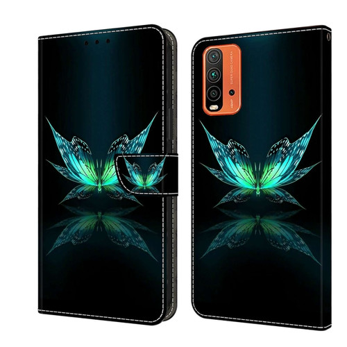 Xiaomi Redmi 9T Crystal 3D Shockproof Protective Leather Phone Case - Reflection Dutterfly