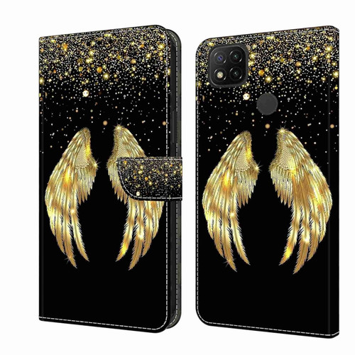 Xiaomi Redmi 9C Crystal 3D Shockproof Protective Leather Phone Case - Golden Wings