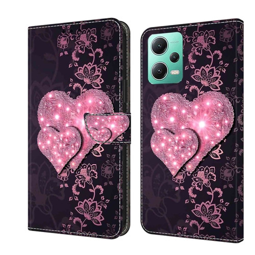 Xiaomi Redmi Note 12 5G Global / Poco X5 Crystal 3D Shockproof Protective Leather Phone Case - Lace Love