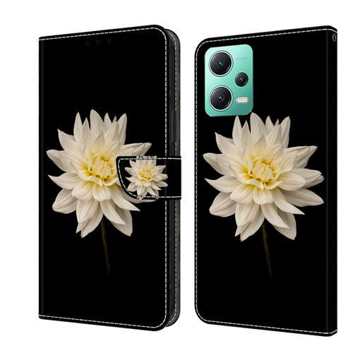 Xiaomi Redmi Note 12 5G Global / Poco X5 Crystal 3D Shockproof Protective Leather Phone Case - White Flower