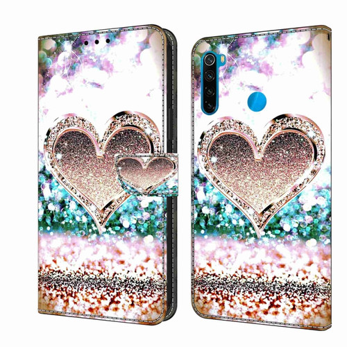 Xiaomi Redmi Note 8T Crystal 3D Shockproof Protective Leather Phone Case - Pink Diamond Heart
