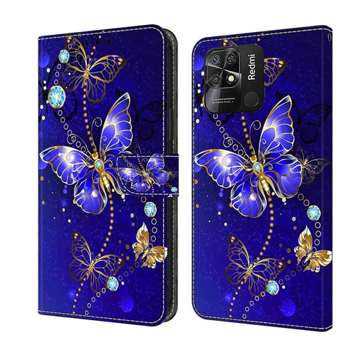 Xiaomi Redmi 10C Crystal 3D Shockproof Protective Leather Phone Case - Diamond Butterfly